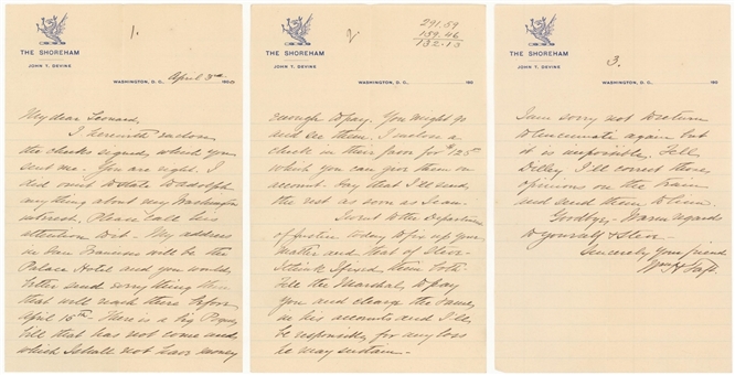 1900 William Taft Handwritten & Signed Letter With Original Mailing Envelope (JSA)